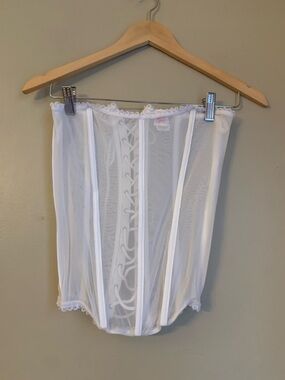 Elegant Moments White Sheer Corset, Festival Lingerie Made In Canada